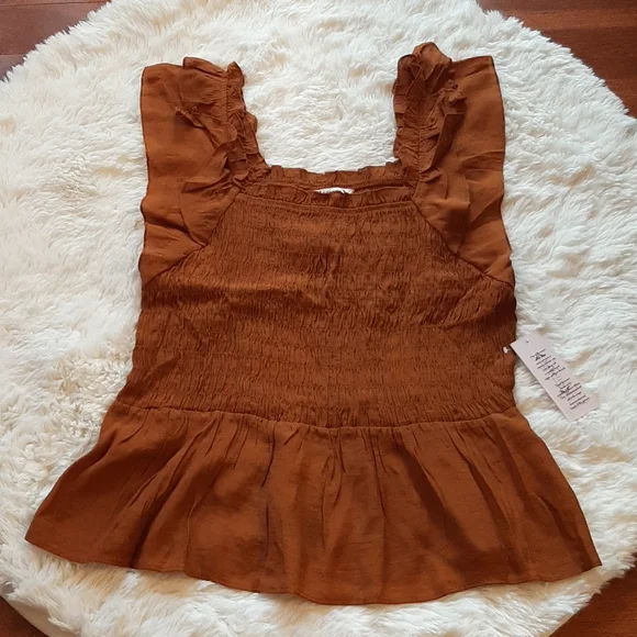 SOLD*Nanette Lepore Glazed Ginger Ruched Top Ruffle Bottom & Sleeves, Large, NWT - Picture 1 of 11